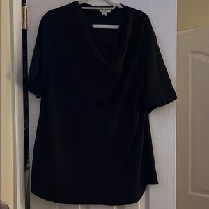 H by Halston Black Boxy Blouse with Relaxed Fit